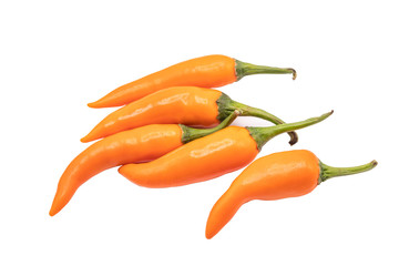 Chili pepper isolated on a white background with clipping path.Close up orange chili on white.