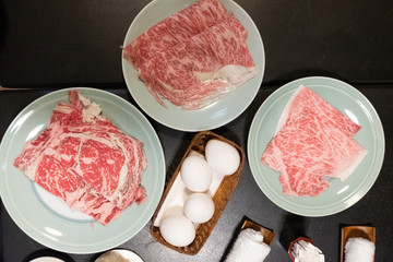 Premium japanese raw beef meat set