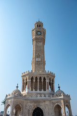 The old clock tower (Saat Kulesi) at Konak square. It was built in 1901 and accepted as the official symbol of Izmir City, Turkey.