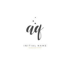Handwritten letter A Q AQ for identity and logo. Vector logo template with handwriting and signature style.