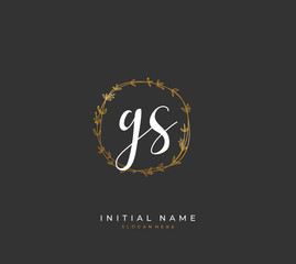 Handwritten letter G S GS for identity and logo. Vector logo template with handwriting and signature style.