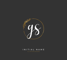 Handwritten letter G S GS for identity and logo. Vector logo template with handwriting and signature style.