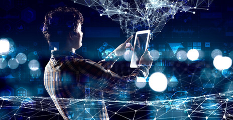 Modern technologies for connection . Mixed media