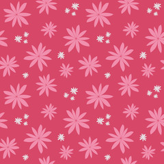 Pink abstract flower pattern background. Seamless repeat vector design.