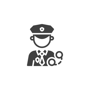 Police man profession avatar vector icon. filled flat sign for mobile concept and web design. Police officer with handcuffs glyph icon. Symbol, logo illustration. Vector graphics