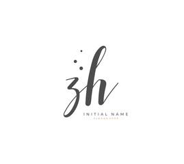 Handwritten letter Z H ZH for identity and logo. Vector logo template with handwriting and signature style.