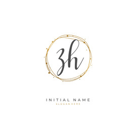 Handwritten letter Z H ZH for identity and logo. Vector logo template with handwriting and signature style.