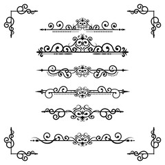 Obraz premium Text separator decoratice typography ornament design elements vintage dividing shapes Border illustration