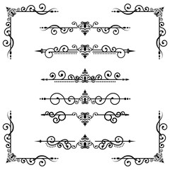 Obraz premium Text separator decoratice typography ornament design elements vintage dividing shapes Border illustration