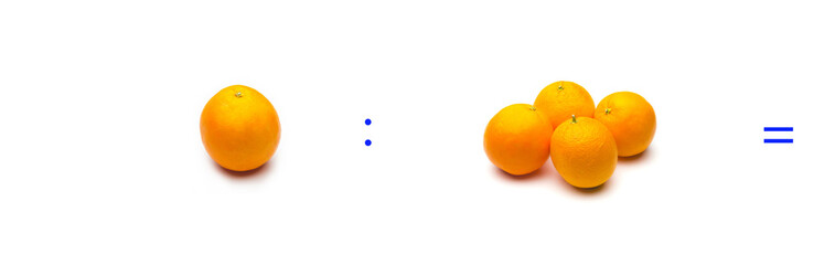 Division, simple mathematical operation; division between oranges