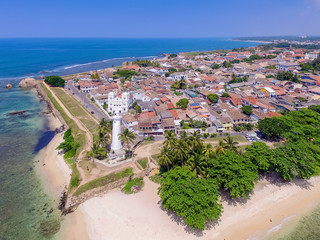 Galle Dutch Fort. Galle Fort, Sri Lanka, as seen from the air. Galle Fort in Bay of Galle on...