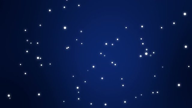 Graphic animation of dark blue night sky with flickering white stars.
