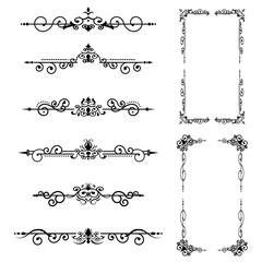 Obraz premium Text separator decoratice typography ornament design elements vintage dividing shapes Border illustration