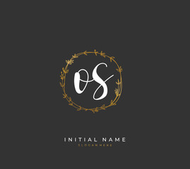 Handwritten letter O S OS for identity and logo. Vector logo template with handwriting and signature style.