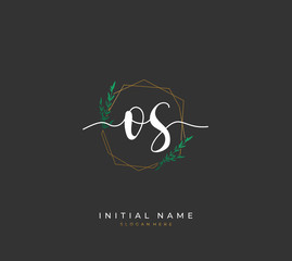 Handwritten letter O S OS for identity and logo. Vector logo template with handwriting and signature style.