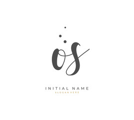 Handwritten letter O S OS for identity and logo. Vector logo template with handwriting and signature style.