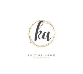 Handwritten letter K A KA for identity and logo. Vector logo template with handwriting and signature style.