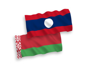 Flags of Belarus and Laos on a white background