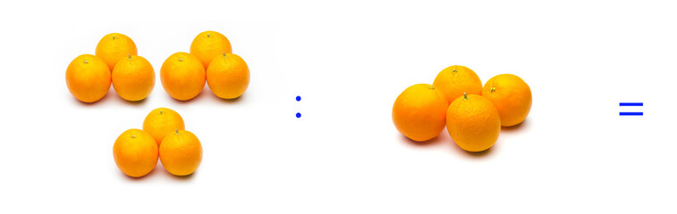 division  simple entre naranjas, c;alculo matematico sencillo
