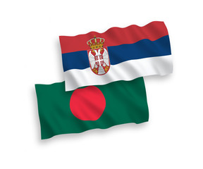 Flags of Bangladesh and Serbia on a white background