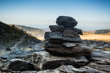 Cairns stacked along route to Spains highest point - mulhacen