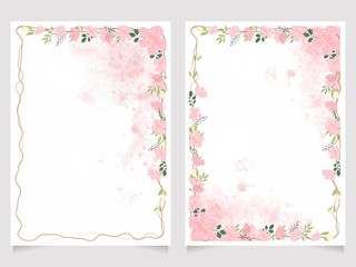 pink splash watercolor with cherry blossom branch 5x7 invitation card background collection
