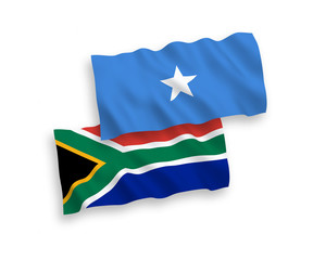 Flags of Somalia and Republic of South Africa on a white background