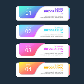 Colorful Infographics template 5 steps with rectangle banner.