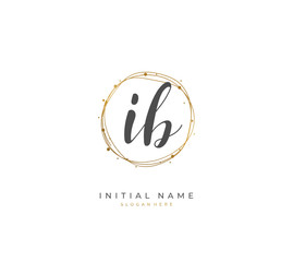 Handwritten letter I B IB for identity and logo. Vector logo template with handwriting and signature style.