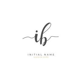 Handwritten letter I B IB for identity and logo. Vector logo template with handwriting and signature style.