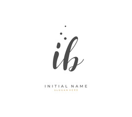 Handwritten letter I B IB for identity and logo. Vector logo template with handwriting and signature style.