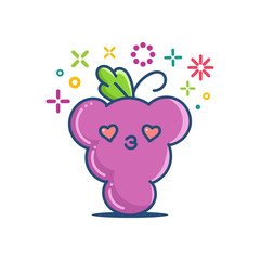 kawaii smiling grape emoticon cartoon illustration