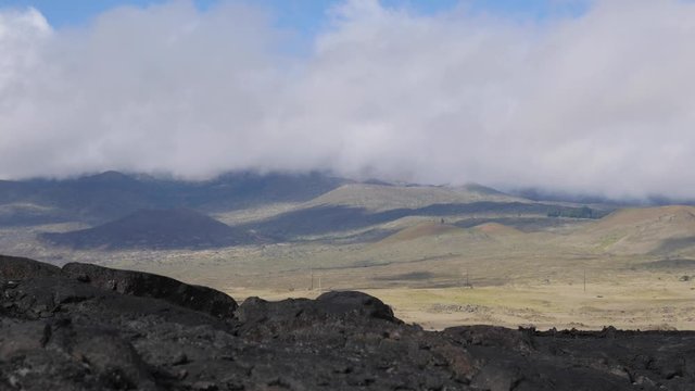 motion lapse of clouds moving on the slope of Mauna Kea on the big island