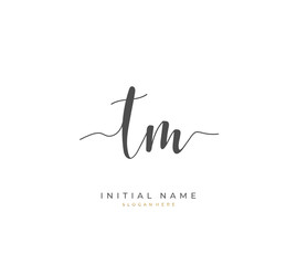Handwritten letter T M TM for identity and logo. Vector logo template with handwriting and signature style.