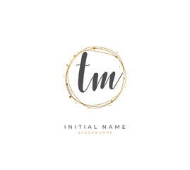 Handwritten letter T M TM for identity and logo. Vector logo template with handwriting and signature style.