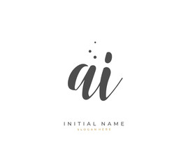 Handwritten letter A I AI for identity and logo. Vector logo template with handwriting and signature style.