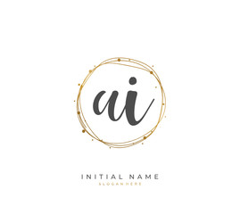 Handwritten letter A I AI for identity and logo. Vector logo template with handwriting and signature style.