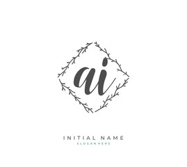 Handwritten letter A I AI for identity and logo. Vector logo template with handwriting and signature style.