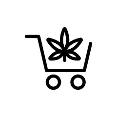 Cannabis to buy a vector icon. A thin line sign. Isolated contour symbol illustration