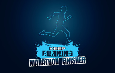 Running silhouettes. Vector illustration, Trail Running, Marathon runner.	