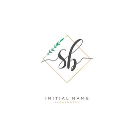 Handwritten letter S B SB for identity and logo. Vector logo template with handwriting and signature style.