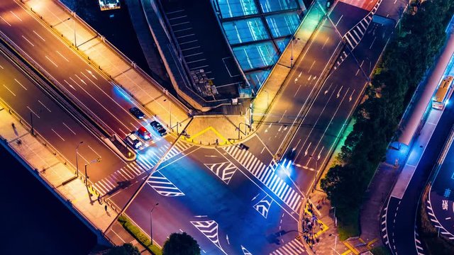 交差点　俯瞰　タイムラプス　ズームイン