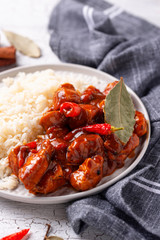 Curry chicken tikka masala with rice