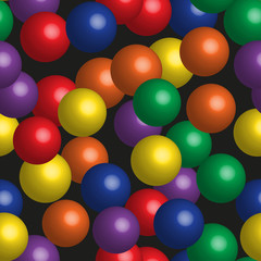 Rainbow Color Balls Seamless Pattern on Black