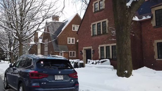 Wealthy Neighbourhood in Winter in North America