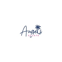 Fototapeta premium Angels Estate Beach House Logo Design Vector