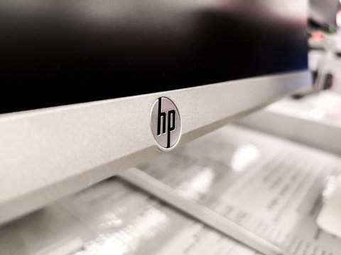 HP Hewlett Packard brand logo screen monitor computer