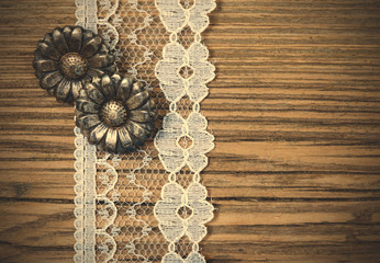 vintage button and lace tape