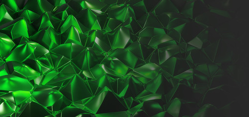 GREEN ABSTRACT FUTURISTIC BACKGROUND 3D ILLUSTRATION WALLPAPER, COPY SPACE FOR TEXT AND LOGO