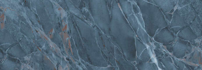 Blue Agate Marble Texture With Brown Veins. Polished Marble Quartz Stone Background Striped By Nature With a Unique Patterning, It Can Be Used For Interior-Exterior Tile And Ceramic Tile Surface. 